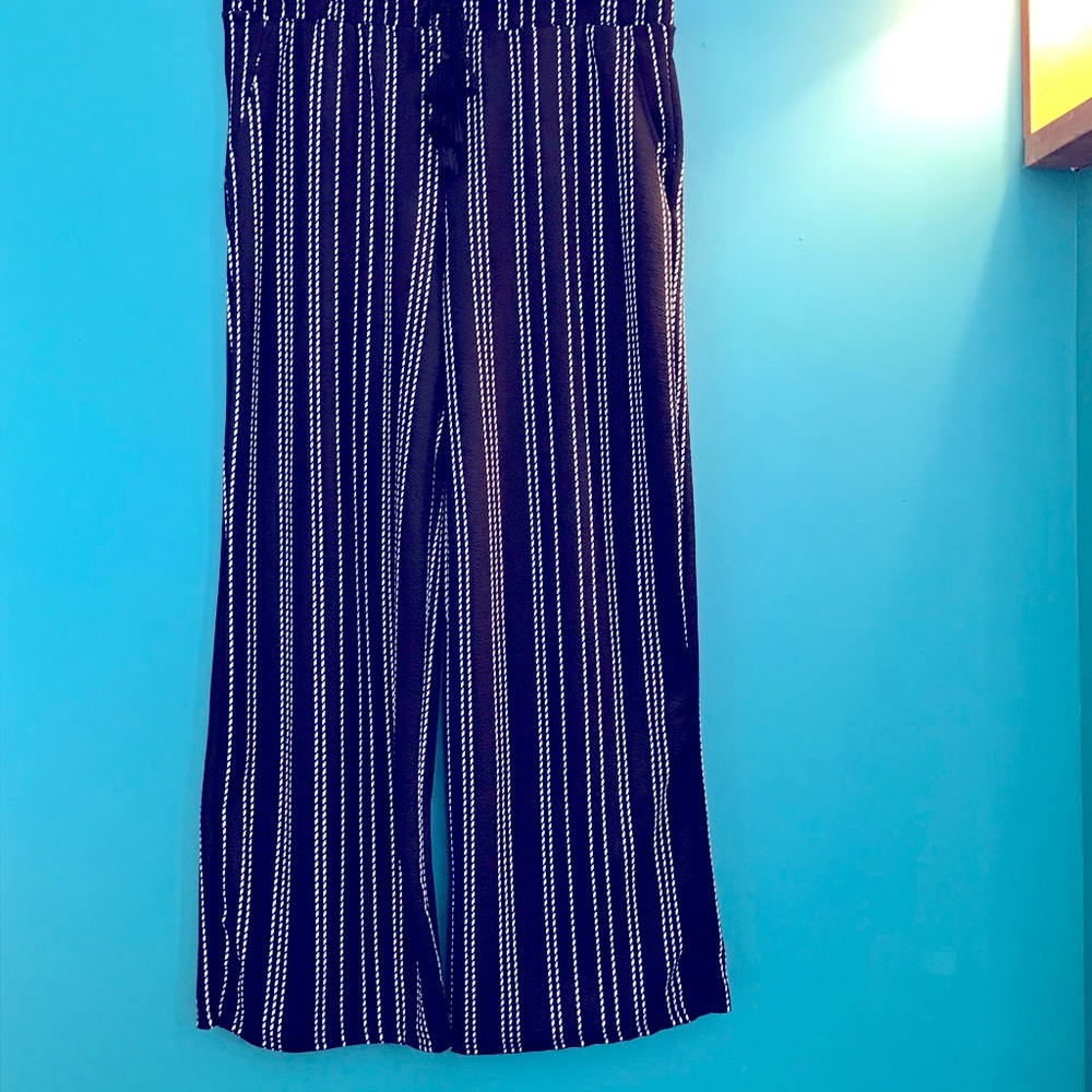 CLEARANCE Hot Kiss Black w/White Pin Striped PALAZZO PANTS